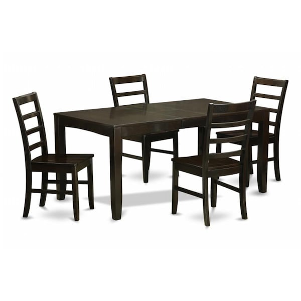East West Furniture 5 Piece Dining Room Set For 4-Table With Leaf and 4 Chairs For Dining Room LYPF5-CAP-W - main
